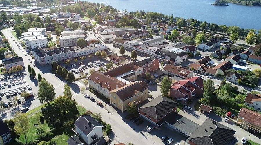 Flygbild över Tingsryd by