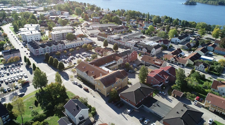 Flygbild över Tingsryd by