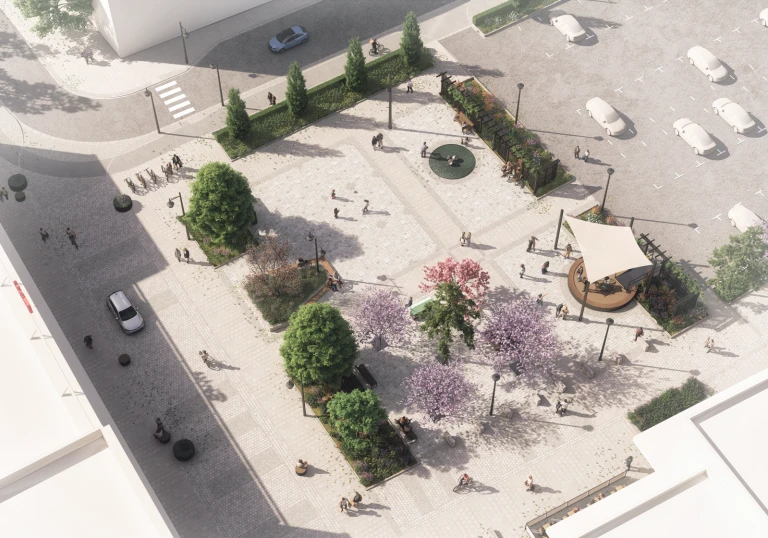 Översiktbild, illustration av Tingsryds torg