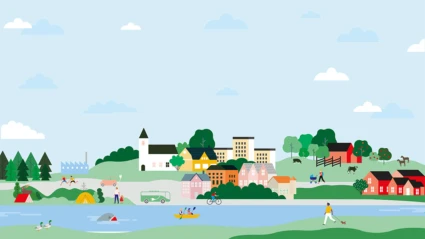 illustration över en stad